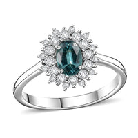 Lagoon Tourmaline, Moissanite Ring in Rhodium Over Sterling Silver (Size 10.0) 0.85 ctw