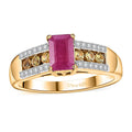 Premium Royal Ruby and Multi Gemstone 1.20 ctw Ring in 18K Vermeil Yellow Gold Over Sterling Silver - Sticky add to cart bar
