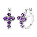 Karis African Amethyst Cross Earrings in Platinum Bond 2.70 ctw - Sticky add to cart bar