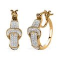 Karis Diamond Accent Buckle Earrings in Platinum Bond - Sticky add to cart bar