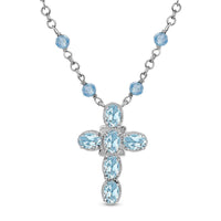 Karis African Amethyst 6.90 ctw Cross Necklace in Platinum Bond and Stainless Steel 18 Inches