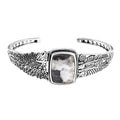 Artisan Crafted White Buffalo Cuff Bracelet in Black Oxidized Sterling Silver (7.25 In) 15.00 ctw - Sticky add to cart bar