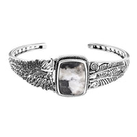 Artisan Crafted White Buffalo Cuff Bracelet in Black Oxidized Sterling Silver (7.25 In) 15.00 ctw