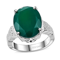 Karis Green Onyx Solitaire Ring in Platinum Bond (Size 10.0) 7.90 ctw
