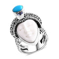 Bali Goddess Carved Bone, Multi Gemstone Ring in Sterling Silver (Size 10.0) 1.00 ctw - Sticky add to cart bar