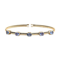 Luxoro AAA Ceylon Blue Sapphire 2.75 ctw Cuff Bracelet in 10K Yellow Gold (7.25 In) 7 Grams