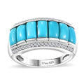 Premium Sleeping Beauty Turquoise and Moissanite 3.20 ctw Ring in Rhodium Over Sterling Silver - Sticky add to cart bar