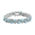 Premium Larimar, Multi Gemstone Bracelet in Rhodium Over Sterling Silver (7.25 In) 29.70 ctw - Sticky add to cart bar