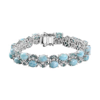 Premium Larimar, Multi Gemstone Bracelet in Rhodium Over Sterling Silver (7.25 In) 29.70 ctw