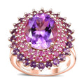 Moroccan Rose and Multi Gemstone 7.00 ctw Twilight Blossom Ring in 18K Vermeil Rose Gold Over Sterling Silver (Size 10.0) - Sticky add to cart bar