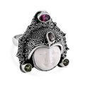 Bali Goddess Carved Bone, Multi Gemstone Ring in Sterling Silver (Size 10.0) 1.40 ctw - Sticky add to cart bar