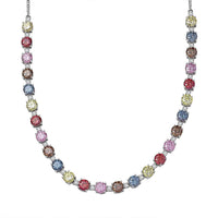Colors of Moissanite 26.40 ctw Rainbow Radiance Necklace in Rhodium Over Sterling Silver 18-20 Inches