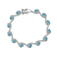 Doorbuster Premium Betroka Paraiba Apatite, Moissanite Bracelet in Rhodium Over Sterling Silver (6.50 In) 6.75 ctw