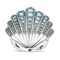 Doorbuster Premium Betroka Blue Apatite Sea-Shell Ring in Rhodium Over Sterling Silver (Size 10.0) 2.90 ctw - Sticky add to cart bar