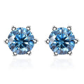 Moissanite 1.90 ctw Solitaire Stud Earrings in Rhodium Over Sterling Silver - Sticky add to cart bar