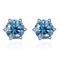 Moissanite 1.90 ctw Solitaire Stud Earrings in Rhodium Over Sterling Silver