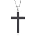 Shungite 2.00 ctw Inlay Cross Pendant Necklace 20-22 Inches in Stainless Steel - Sticky add to cart bar