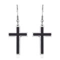Shungite 1.00 ctw Inlay Cross Earrings in Stainless Steel - Sticky add to cart bar