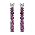 D'Joy Radiant Ember Garnet 5.40 ctw Inside-out Hoop Earrings in Rhodium Over Sterling Silver - Sticky add to cart bar
