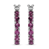 D'Joy Radiant Ember Garnet 5.40 ctw Inside-out Hoop Earrings in Rhodium Over Sterling Silver