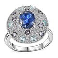 Kashmir Kyanite, Multi Gemstone Galaxy Ring in Rhodium Over Sterling Silver (Size 10.0) 4.35 ctw - Sticky add to cart bar