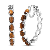 Karis Tigers Eye 6.80 ctw Earrings in Platinum Bond