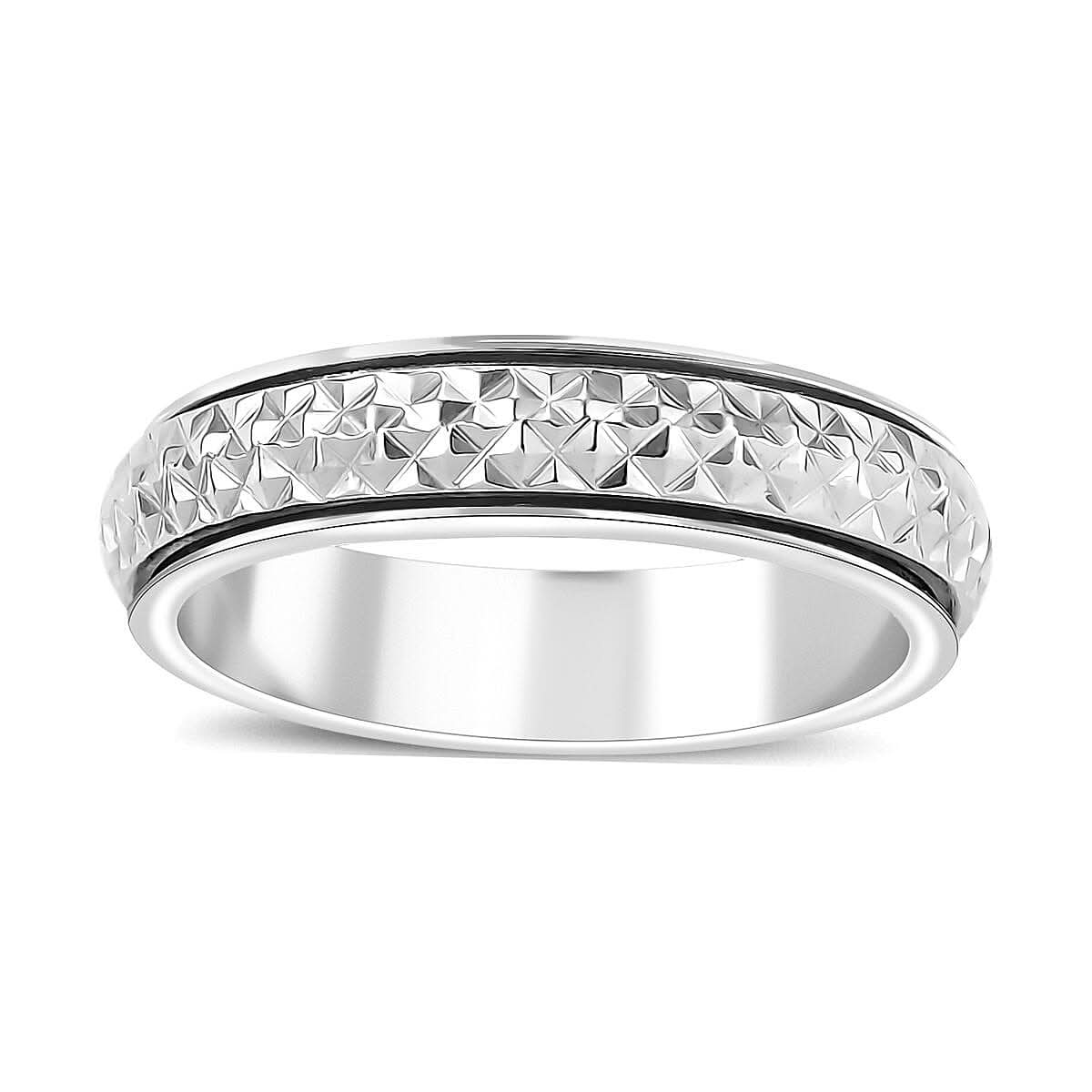 Doorbuster Sterling Silver Diamond-Cut Spinner Band Ring (Size 9.0) (3.60 g)