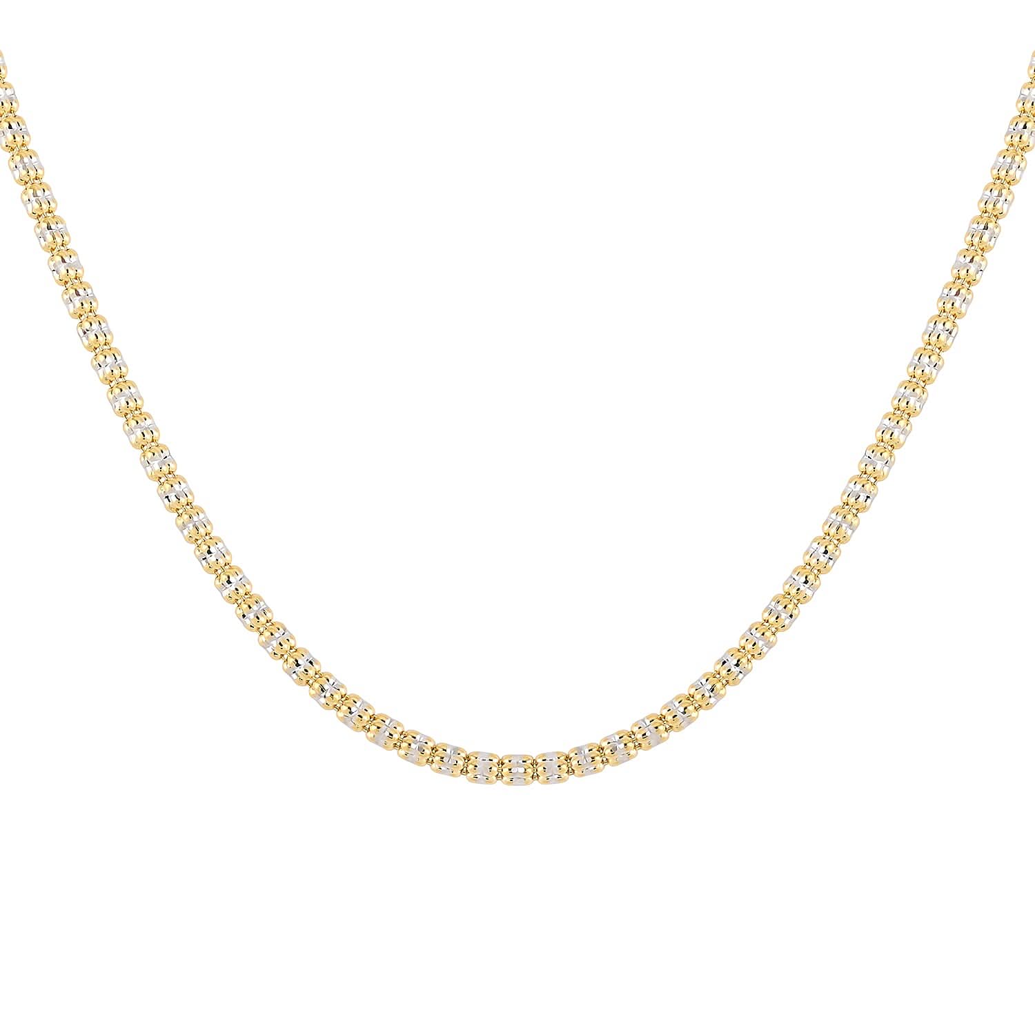 10K Yellow and White Gold 2.9mm Ice Chain Necklace 26 Inches 14 Grams