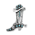 Artisan Crafted White Buffalo and Sleeping Beauty Turquoise 1.40 ctw Cowboy Pendant in Black Oxidized Sterling Silver - Sticky add to cart bar