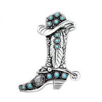 Artisan Crafted White Buffalo and Sleeping Beauty Turquoise 1.40 ctw Cowboy Pendant in Black Oxidized Sterling Silver