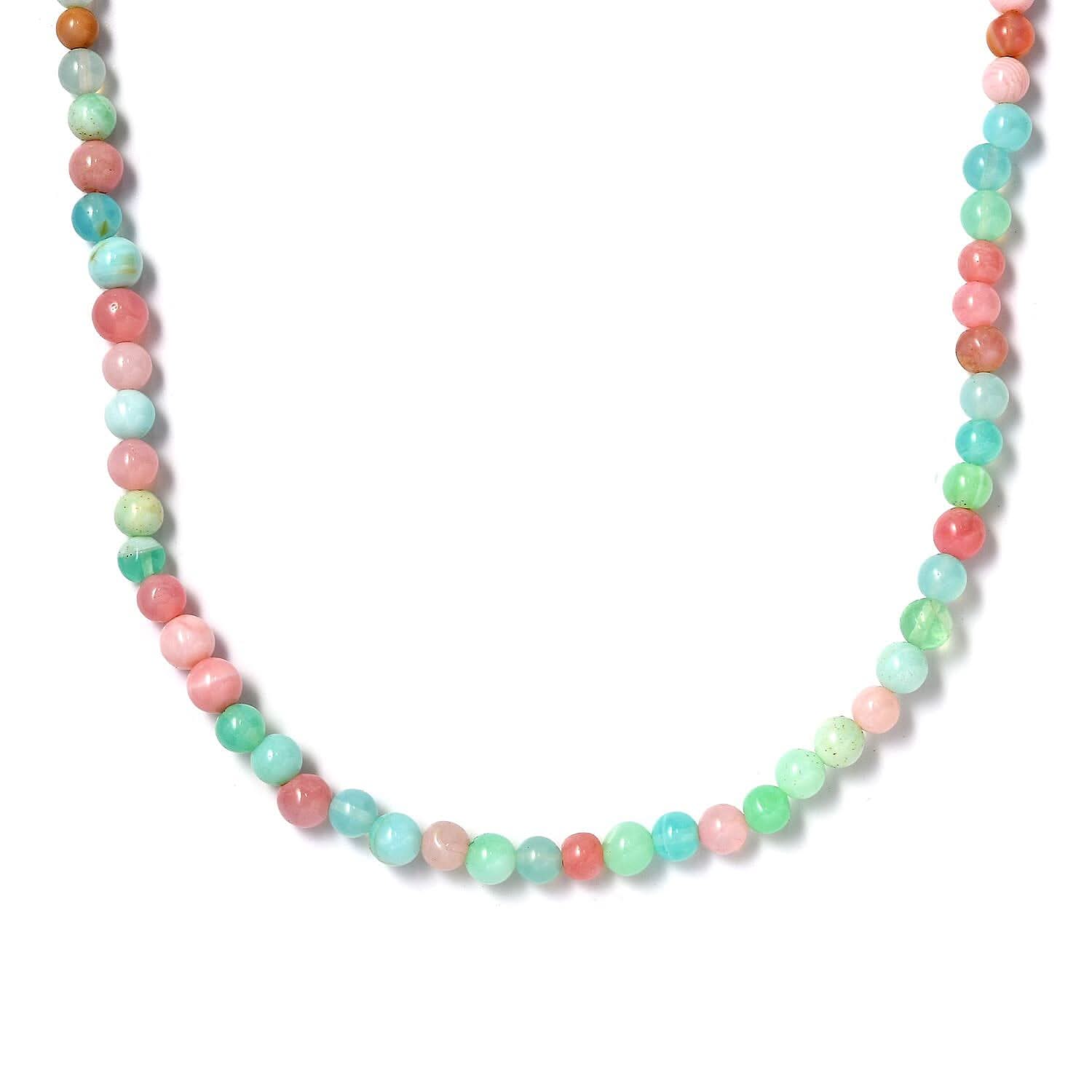 Multi Opal 71.60 ctw Beaded Necklace in Stainless Steel 20 Inches