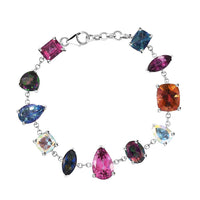 D'Joy Multi Mystic Topaz 35.75 ctw Bracelet in Rhodium Over Sterling Silver (7.25 In)