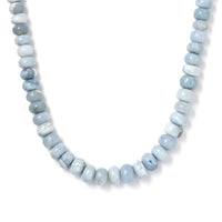 Blue Opal Beaded 120.00 ctw Necklace 18 Inches in Rhodium Over Sterling Silver