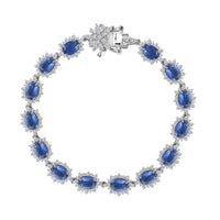 Kashmir Kyanite, White Zircon Shining Star Bracelet in Rhodium Over Sterling Silver (8.00 In) 13.30 ctw