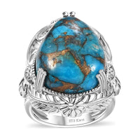 Karis Mojave Blue Turquoise 13.50 ctw Solitaire Ring in Platinum Bond (Size 7.0)
