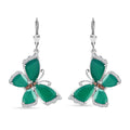 Verde Onyx, Brown and White Zircon 9.20 ctw Butterfly Earrings in Rhodium Over Sterling Silver - Sticky add to cart bar