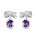Moroccan Rose and Moissanite 2.00 ctw Love Bow Earrings in Rhodium Over Sterling Silver - Sticky add to cart bar