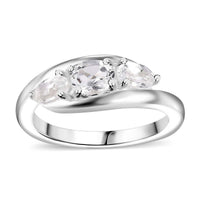 White Topaz Trilogy Ring in Sterling Silver (Size 7.0) 1.00 ctw