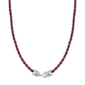 Tanzanian Wine Garnet and Thai Black Spinel 32.80 ctw Double Dragon Head Necklace in Rhodium Over Sterling Silver 18 Inches - Sticky add to cart bar