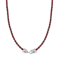 Tanzanian Wine Garnet and Thai Black Spinel 32.80 ctw Double Dragon Head Necklace in Rhodium Over Sterling Silver 18 Inches