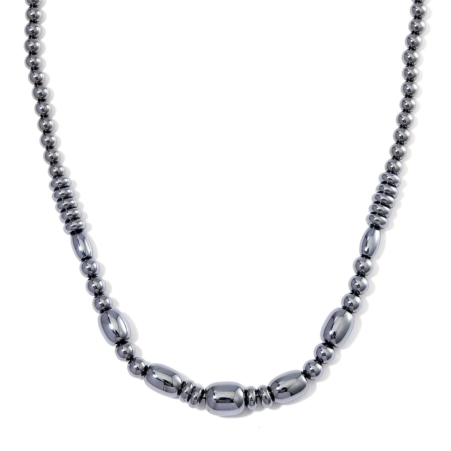 EverTrue Terahertz 185.00 ctw Barrel Beaded Necklace in Rhodium Sterling Silver 20 Inches
