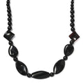 Black Obsidian and Black Agate 280.00 ctw Beaded Necklace in Platinum Bond 20 Inches - Sticky add to cart bar