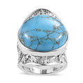 Mojave Blue Turquoise Ring in Stainless Steel (Size 10.0) 17.40 ctw - Sticky add to cart bar