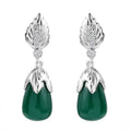 Verde Onyx and White Zircon 15.10 ctw Leaf Earrings in Rhodium Over Sterling Silver - Sticky add to cart bar
