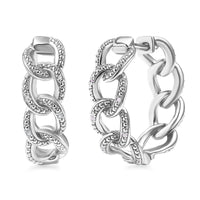 Karis Diamond Accent Curb Hoop Earrings in Platinum Bond