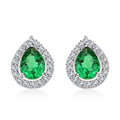 Simulated Emerald and Simulated Diamond 2.65 ctw Earrings in Silvertone - Sticky add to cart bar
