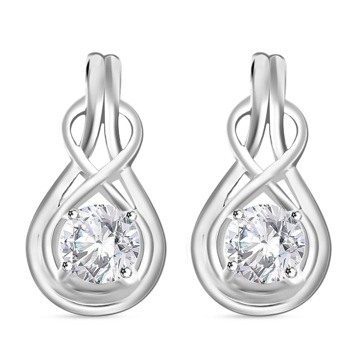 Simulated Diamond Love Knot Earrings in Sterling Silver