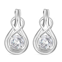 Simulated Diamond Love Knot Earrings in Sterling Silver