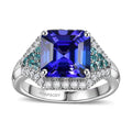 Certified & Appraised Rhapsody 950 Platinum AAAA Tanzanite, Paraiba Tourmaline, Diamond (E-F, VS2) (0.45 cts) Ring (Size 6.0) (7.50 g) 4.37 ctw - Sticky add to cart bar