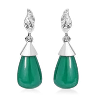 Verde Onyx 12.25 ctw Texture Earrings in Rhodium Over Sterling Silver